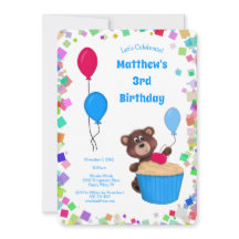 Niedlich Baby Bear Cupcake Blue Ballon Geburtstag