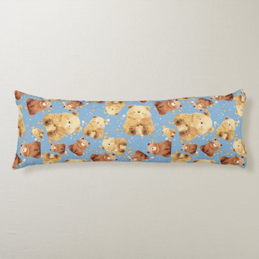 Niedlich Baby Bear Muster Blau Seitenschläferkissen (Vorderseite)