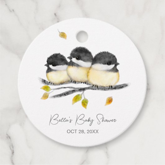 Niedlich Baby Bird Chickadees Baby Dusche Geschenkanhänger (Vorderseite)