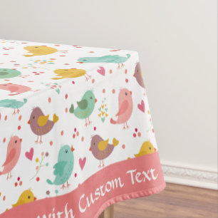 Niedlich Baby Bird Herz Rosa Aquamarin Lila Person Tischdecke