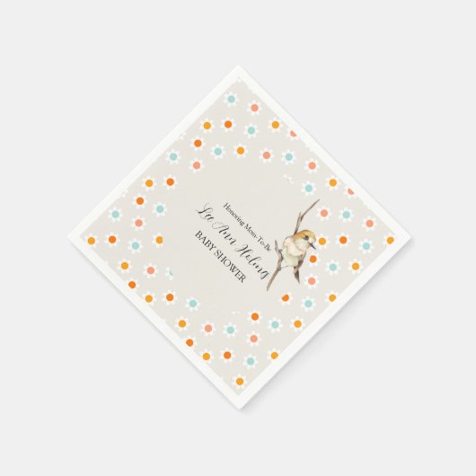 Niedlich Baby Bird Tiny Blume Babydusche Serviette (Ecke)