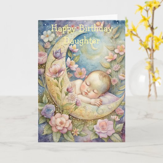 Niedlich Baby Birthday Card Karte (Gelbe Blume)
