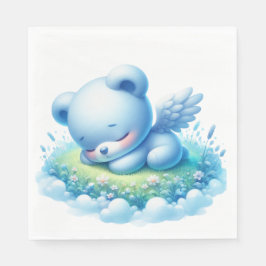 NIEDLICH BABY BLAUE BOY TEDDY BAR SLEEPING SERVIETTE
