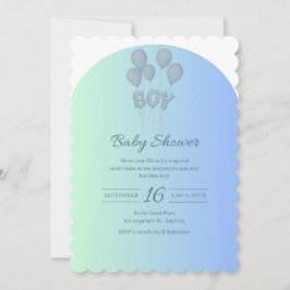 Niedlich Baby Blue Baby Dusche Einladung mit Ballo