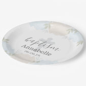 Niedlich Baby Blue Floral Baby Taufe Pappteller (Schrägansicht)