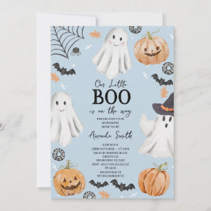 Niedlich Baby Blue Halloween Little Boo Baby Dusch Einladung