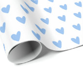 Niedlich Baby Blue Hearts Muster Geschenkpapier (Rolleneckpunkt)