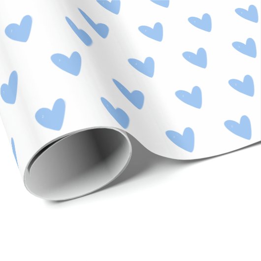 Niedlich Baby Blue Hearts Muster Geschenkpapier (Rolleneckpunkt)
