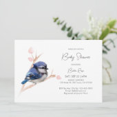 Niedlich Baby Blue Jay Baby Dusche Einladung (Stehend Vorderseite)