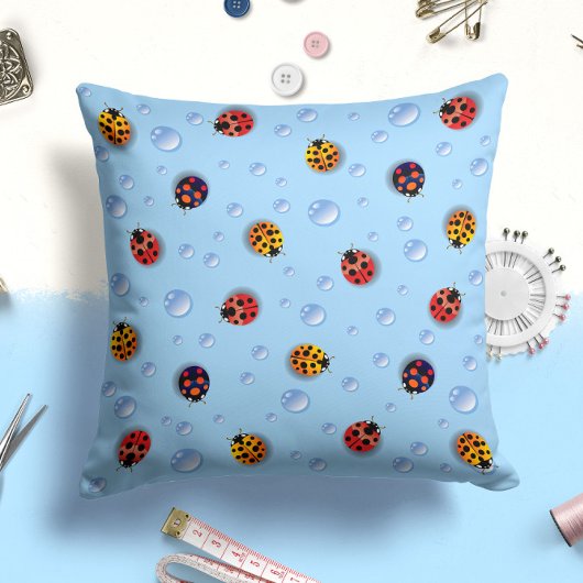 Niedlich Baby Blue Ladybug Insekt | Kehlkopfkissen Kissen