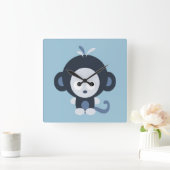 Niedlich Baby Blue Monkey Quadratische Wanduhr (Zuhause)