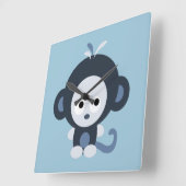 Niedlich Baby Blue Monkey Quadratische Wanduhr (Winkel)
