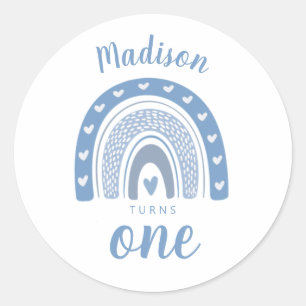 Niedlich Baby Blue Rainbow Boho Runder Aufkleber