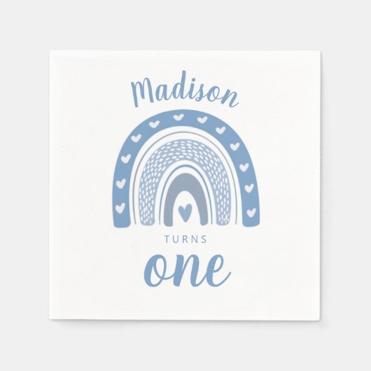 Niedlich Baby Blue Rainbow Boho Serviette (Vorderseite)
