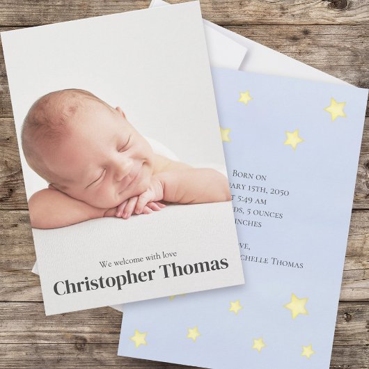 Niedlich Baby Blue Simple Foto Kinderzimmer Rhyme  Ankündigung