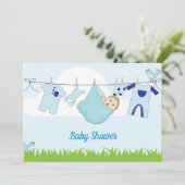 Niedlich Baby Blue Sky Babydusche Einladung (Stehend Vorderseite)