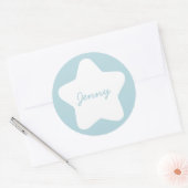 Niedlich Baby Blue Star Individuelle Name Aufklebe Runder Aufkleber (Umschlag)