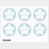 Niedlich Baby Blue Star Individuelle Name Aufklebe Runder Aufkleber (Blatt)