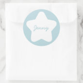 Niedlich Baby Blue Star Individuelle Name Aufklebe Runder Aufkleber (Tasche)