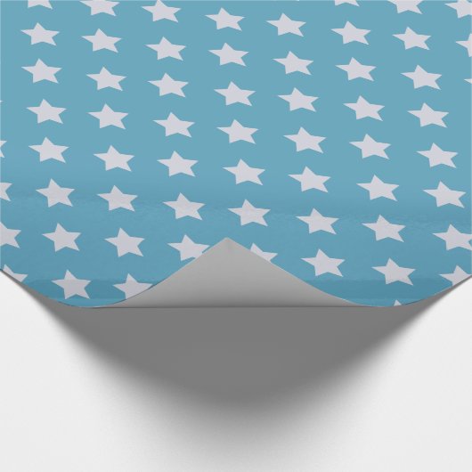 Niedlich Baby Blue Star Light Gray Repeat Muster Geschenkpapier (Ecke)