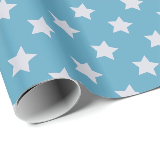 Niedlich Baby Blue Star Light Gray Repeat Muster Geschenkpapier (Rolleneckpunkt)