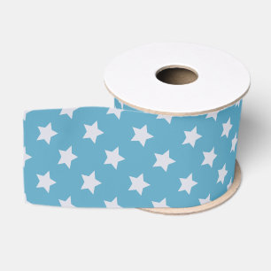 Niedlich Baby Blue Star Light Gray Repeat Muster Ripsband