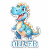 Niedlich Baby Blue Trex Dinosaurier Personalisiert Aufkleber (Vorderseite)
