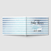 Niedlich Baby Blue Whale Stripe Baby Dusche Gästebuch (Voll)