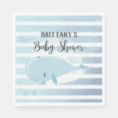 Niedlich Baby Blue Whale Stripe Baby Dusche Serviette (Vorderseite)