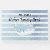Niedlich Baby Blue Whale Stripte Baby Memory Book Gästebuch (Vorderseite)