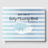 Niedlich Baby Blue Whale Stripte Baby Memory Book Gästebuch (Vorderseite)
