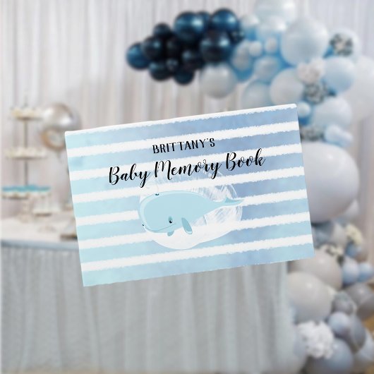 Niedlich Baby Blue Whale Stripte Baby Memory Book Gästebuch