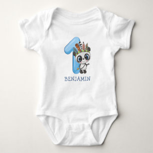 Niedlich Baby Boho Panda 1. Geburtstag Strampler