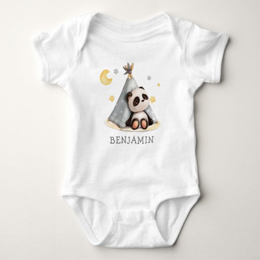 Niedlich Baby Boho Panda Geburtstag Strampler (Vorderseite)