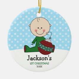 Niedlich Baby Boy 1. Weihnachten Personalisiert Keramik Ornament