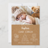 Niedlich Baby Boy Bautizo Einladung Moderne Taufe (Vorderseite)