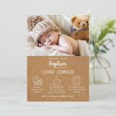 Niedlich Baby Boy Bautizo Einladung Moderne Taufe (Stehend Vorderseite)