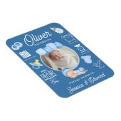 Niedlich Baby Boy Birth Stats Blue Neuborn Moderne Magnet (Rechte Seite)