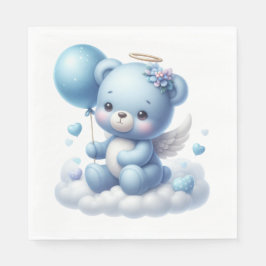 NIEDLICH BABY BOY BLAUE TEDDY BAR MIT BALLOON SERVIETTE