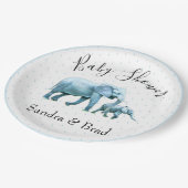Niedlich Baby Boy Blue Elephants Baby Dusche Pappteller (Schrägansicht)