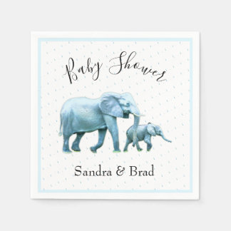 Niedlich Baby Boy Blue Elephants Baby Dusche Serviette