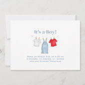 Niedlich Baby Boy Blue Foto Personalisiert Ankündigung (Rückseite)