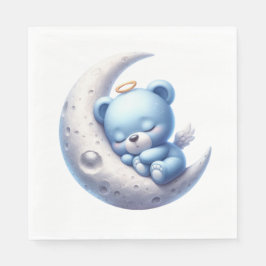 NIEDLICH BABY BOY BLUE SCHLAFEN AUF DEM Mond Serviette