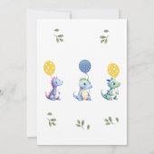 Niedlich Baby Boy Dinosaur 1. Geburtstag Party Einladung (Rückseite)