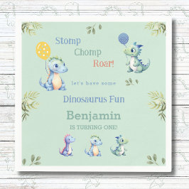 Niedlich Baby Boy Dinosaur 1. Geburtstag Party Serviette