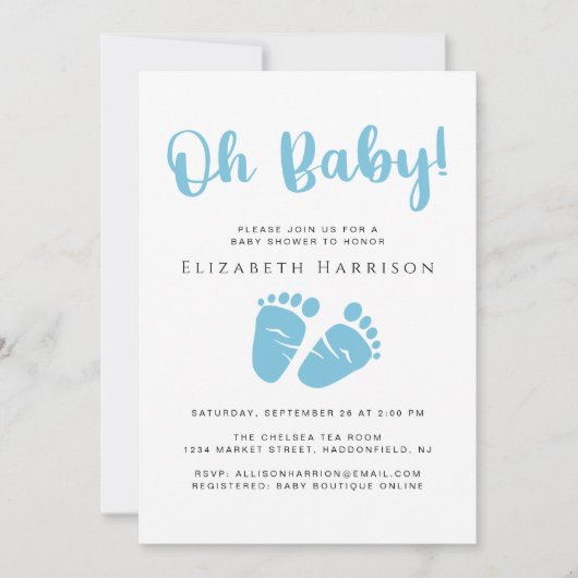 Niedlich Baby Boy Dusche Einladung (Vorderseite)