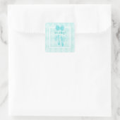 Niedlich Baby Boy Footprints Baby Shower Blue Ribb Quadratischer Aufkleber (Tasche)