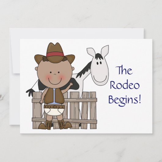 Niedlich Baby Boy & Horse Pony Custom Western Birt Ankündigung (Vorderseite)