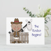 Niedlich Baby Boy & Horse Pony Custom Western Birt Ankündigung (Stehend Vorderseite)