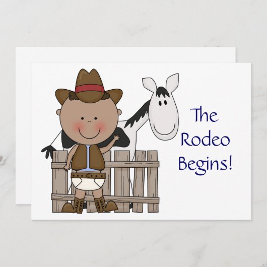 Niedlich Baby Boy & Horse Pony Custom Western Birt Ankündigung (Vorne/Hinten)